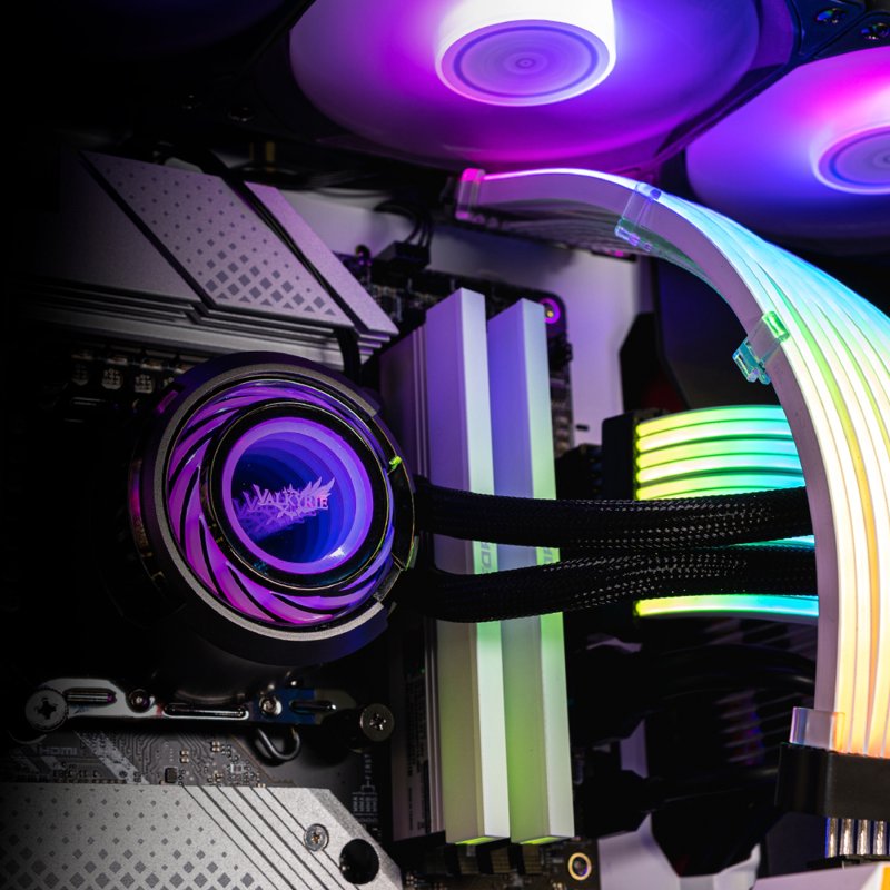 Detalle de Valkyrie Jarn 360 ARGB, refrigeración líquida AIO negra para CPU