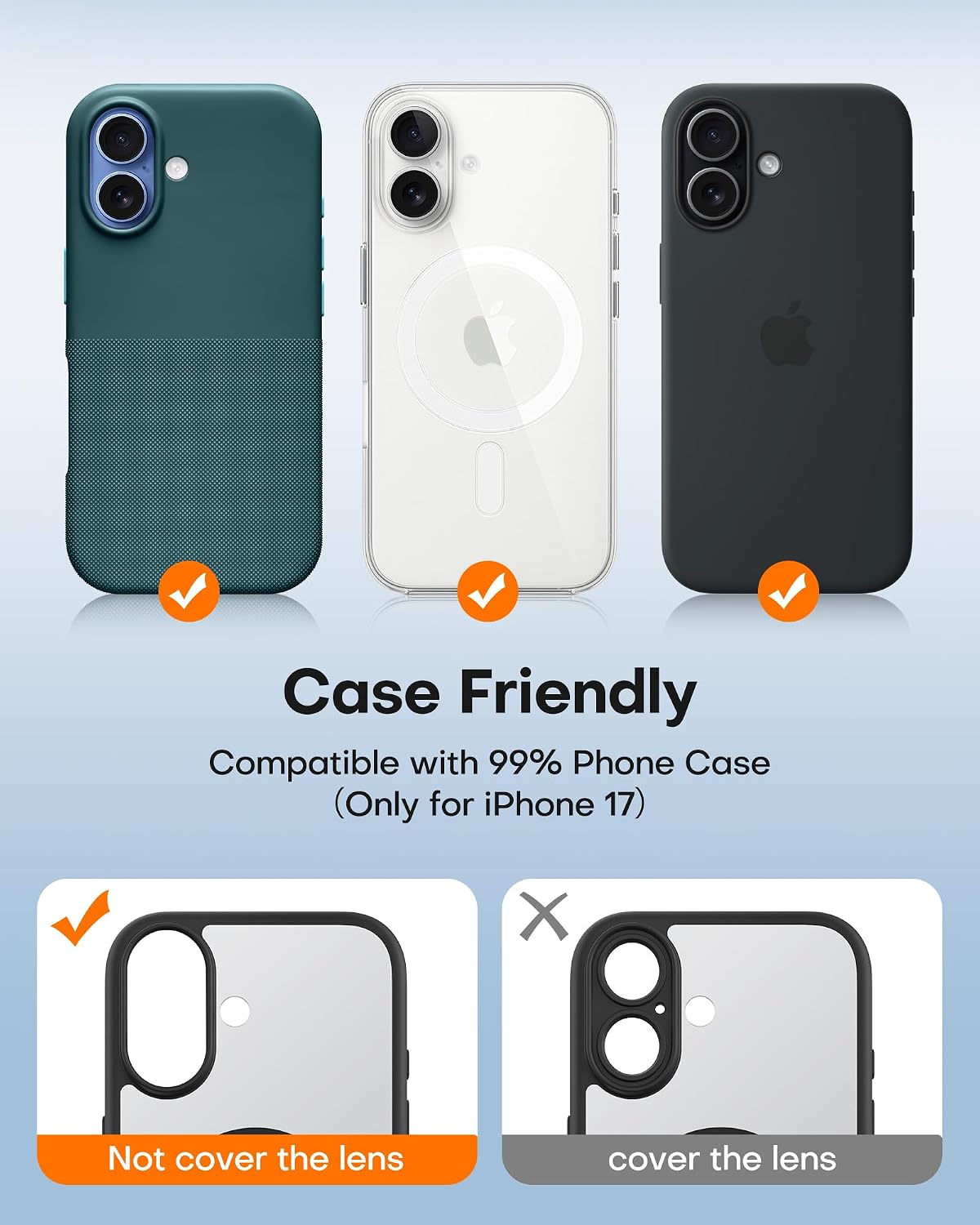 Detalle de TAURI 2 Pack for iPhone 17 Camera Lens Protector – Full Coverage, Military-Grade Shatterproof