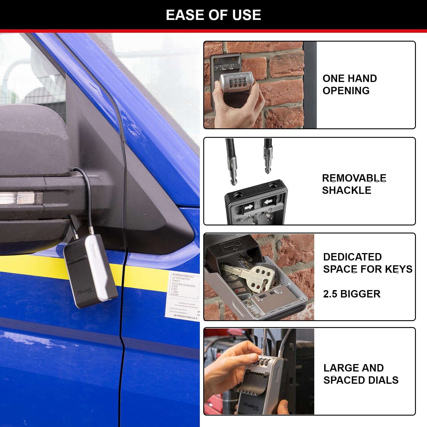 Detalle de Master Lock 5482EURD Key Safe with Flexible Cable Shackle