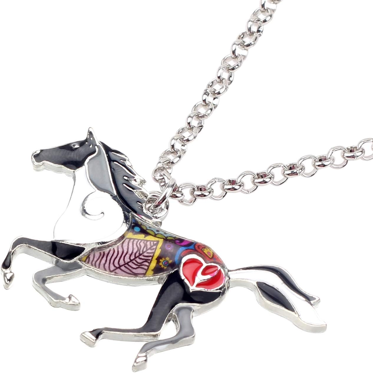 Thumbnail 2 de DUOWEI collier cheval émail motif floral