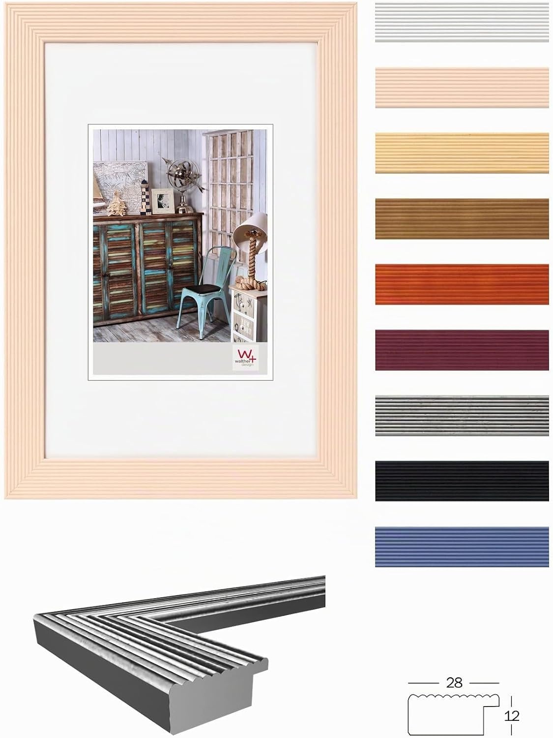 Detalle 2 de Walther Design Cadre Photo Blanc 50 x 70 cm – Cadre en bois HI070W