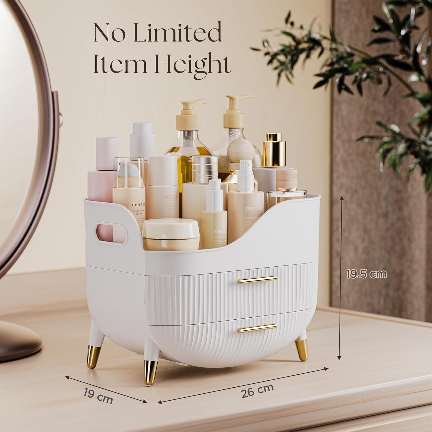 Thumbnail 6 de VG Visiongood Makeup Storage Organizer with Drawers (White) – Large cosmetic organiser case for vanity and bathroom