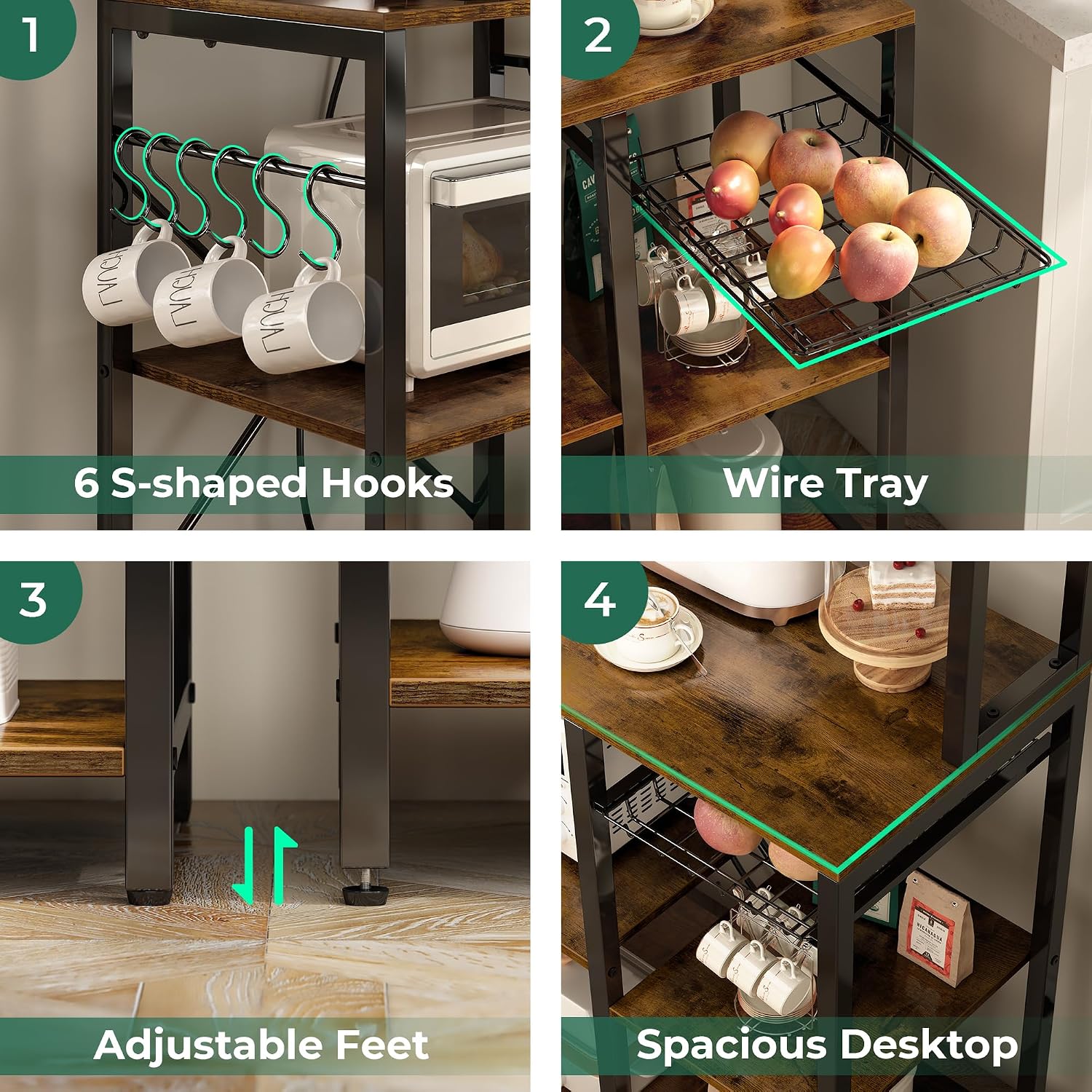 Thumbnail 6 de SUPERJARE Bakers Rack 35.4-inch coffee bar with outlet