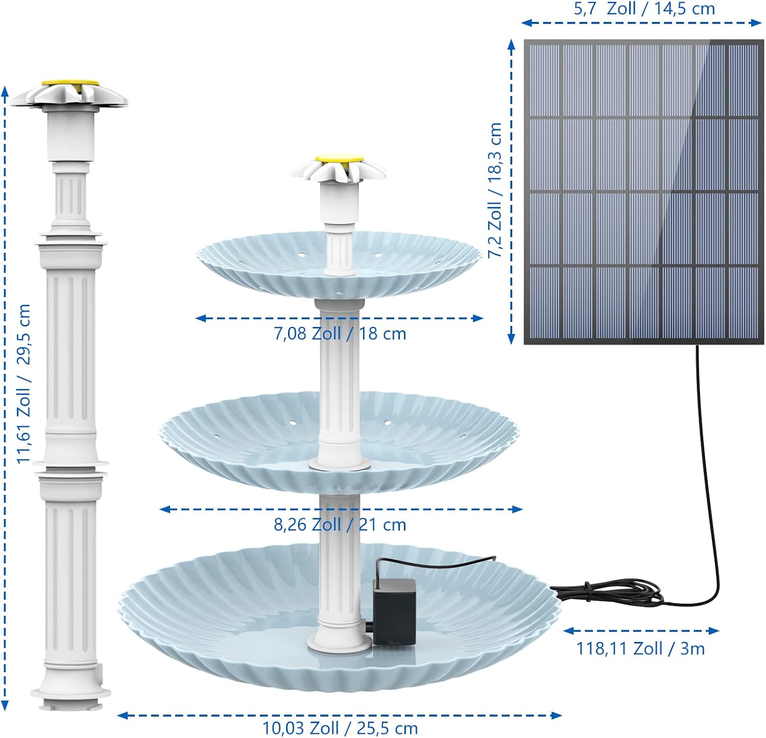 Thumbnail 2 de AISITIN DIY Solarbrunnen 3 Stufen 3,5 W