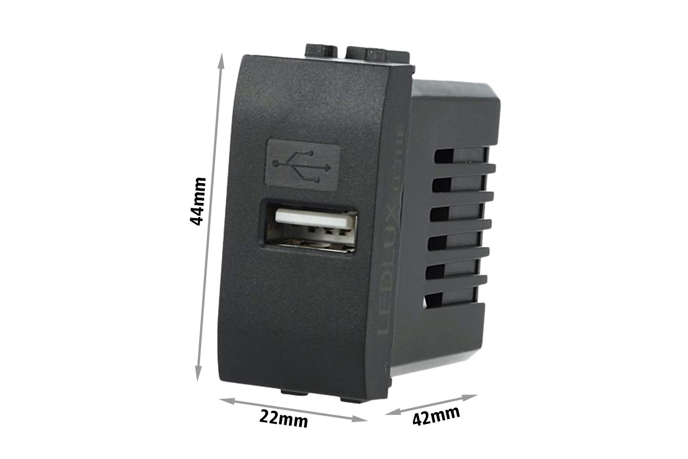 Detalle de Caricatore USB da parete 5V 2,1A compatibile con Bticino Living Light – nero