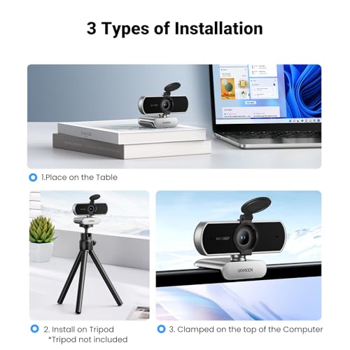 Thumbnail 5 de UGREEN Webcam Full HD 1080P 30FPS con 2 micrófonos incorporados – USB A, 85° de visión (Gris Plata)