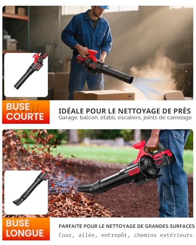 Thumbnail 5 de XIAZIR Souffleur de Feuilles sans Fil 21V 28 000 TR/min – 2×4,0Ah, LCD, 3 vitesses, léger et polyvalent