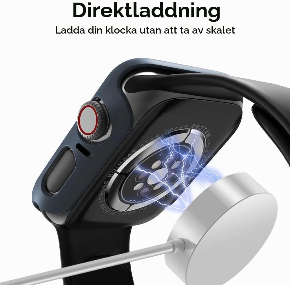 Thumbnail 4 de OFFCUP fodral för Apple Watch 40 mm med härdat glas, nattblått, 2-pack