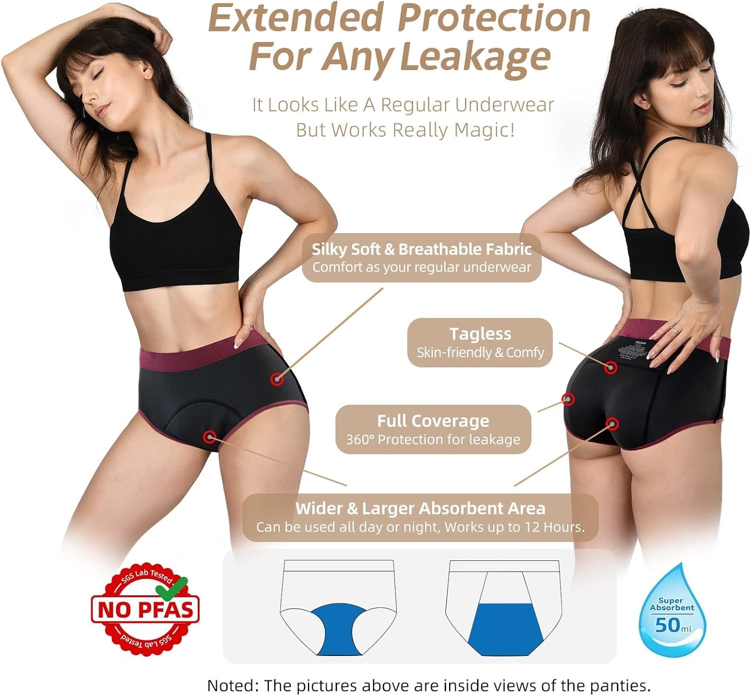 Thumbnail 1 de TIICHOO Culotte Menstruelle Ultra Absorbante Taille Haute – Lot de 3