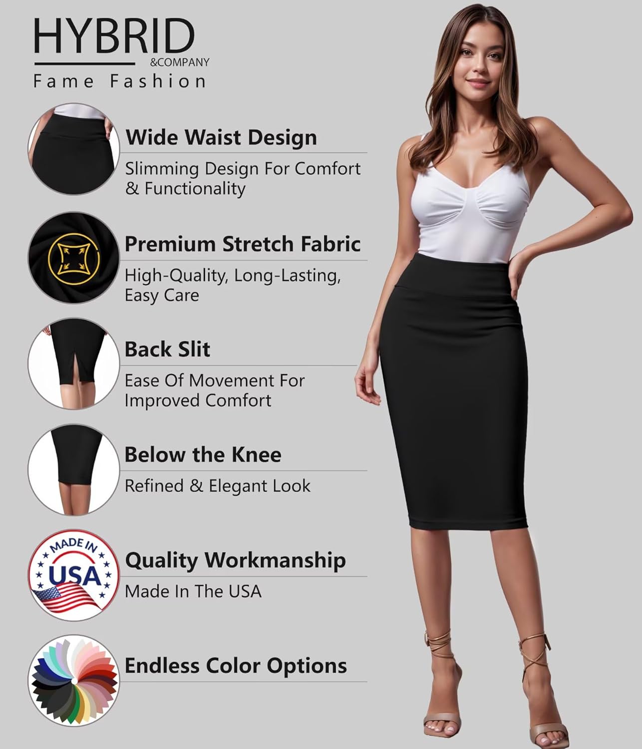 Detalle 2 de Hybrid & Company Pencil Skirt Below Knee