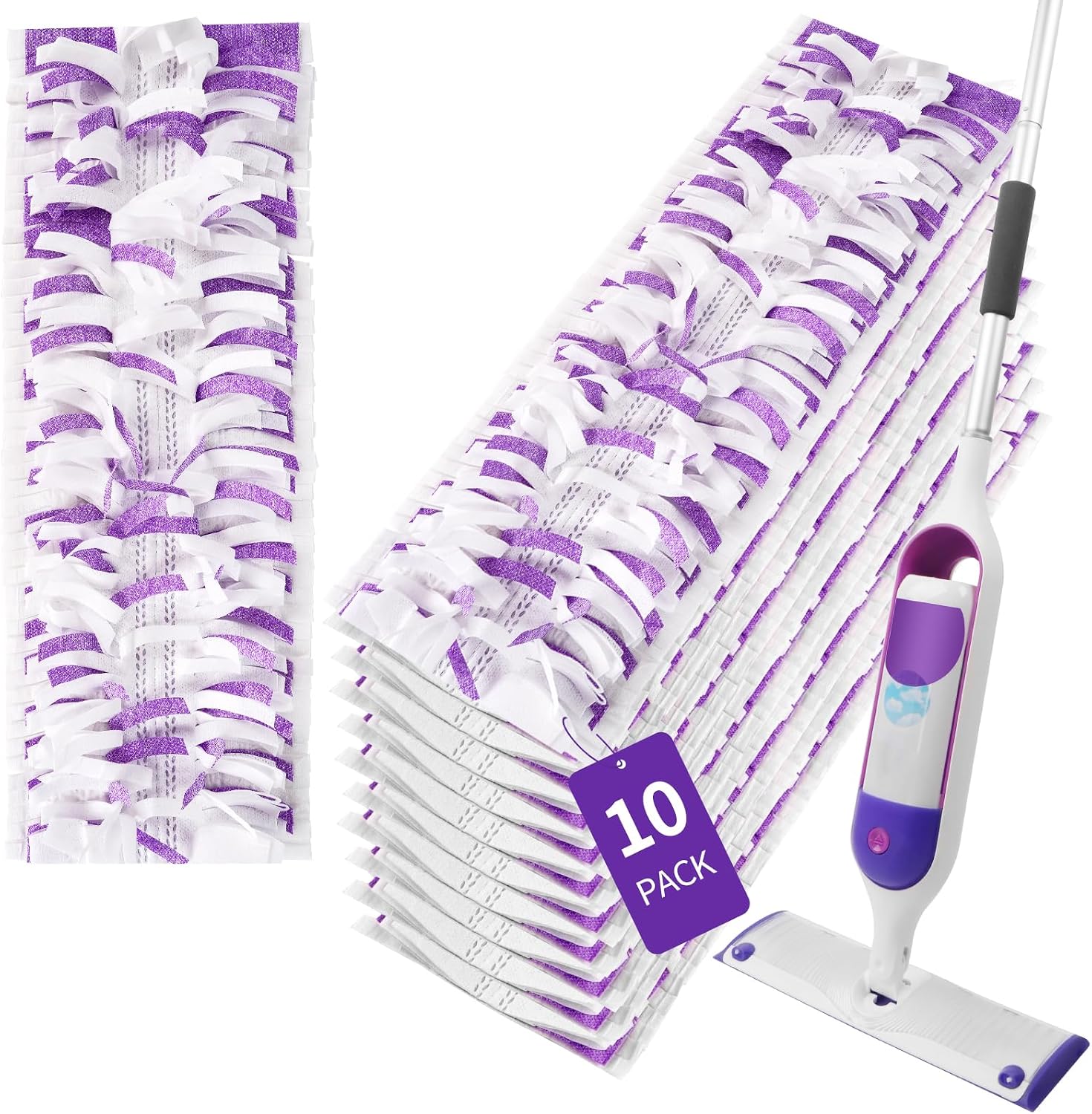 Detalle de ZHAYAO SWPROWYCX Disposable Power Mop Pads, 10-Pack, Wet or Dry Use