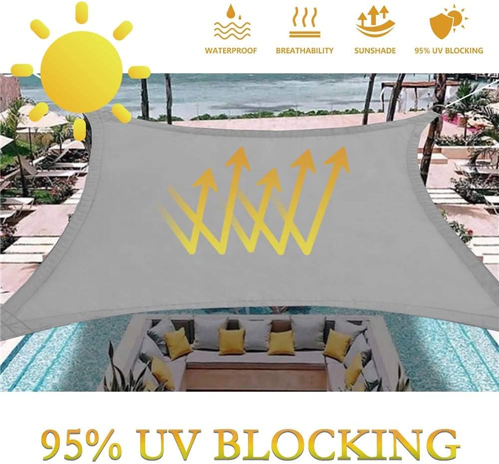 Detalle 2 de Dripex Sonnensegel 3x5 m – wasserdichtes Rechteck-Segel in Grau