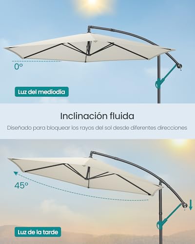 Thumbnail 3 de SONGMICS GPU116M01 Sombrilla en voladizo de 300 cm con soporte y UPF 50+ para balcón y jardín