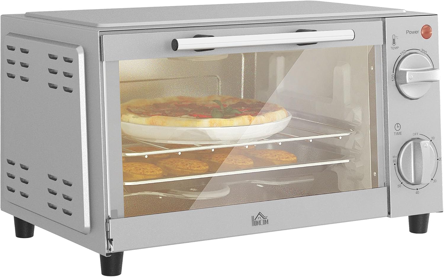 Imagen de HOMCOM Mini Oven 9L Toaster Oven with Adjustable Temperature 750W in Silver en OfertitasTOP