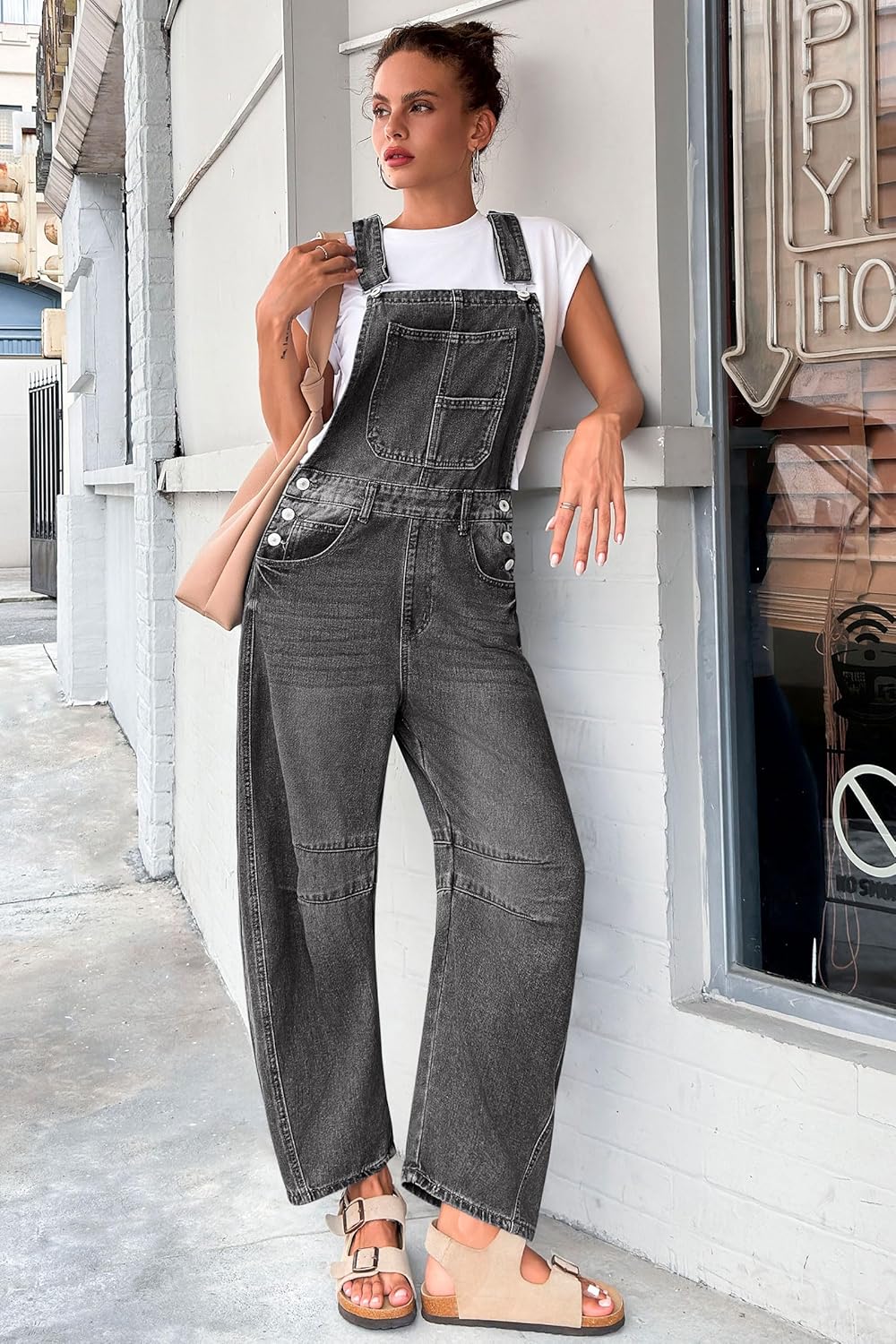 Detalle 2 de PLNOTME Denim Bib Overalls Barrel Leg