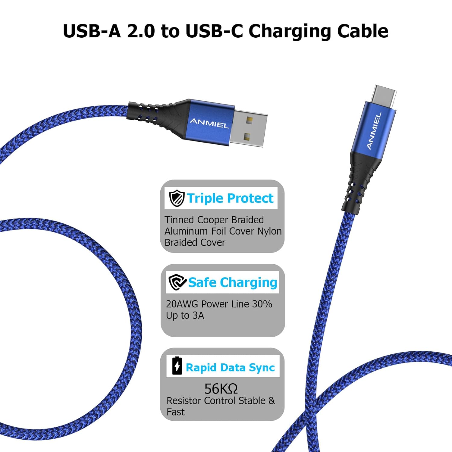 Thumbnail 3 de USB-C Charger (2Pack 3M) – Fast Charging Nylon Braided USB-C Cables
