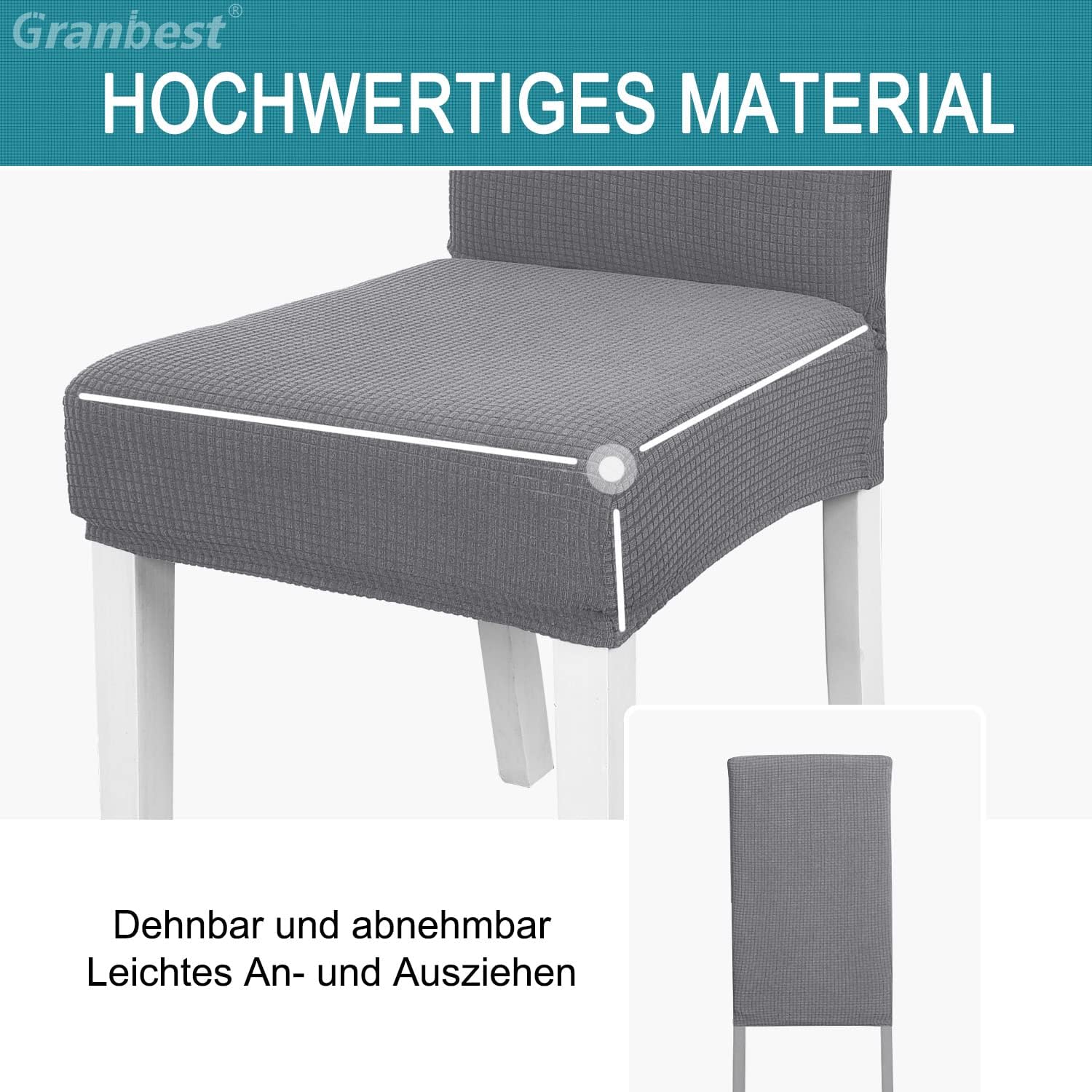Detalle 2 de Granbest Premium Stuhlhussen 6er Set Hellgrau