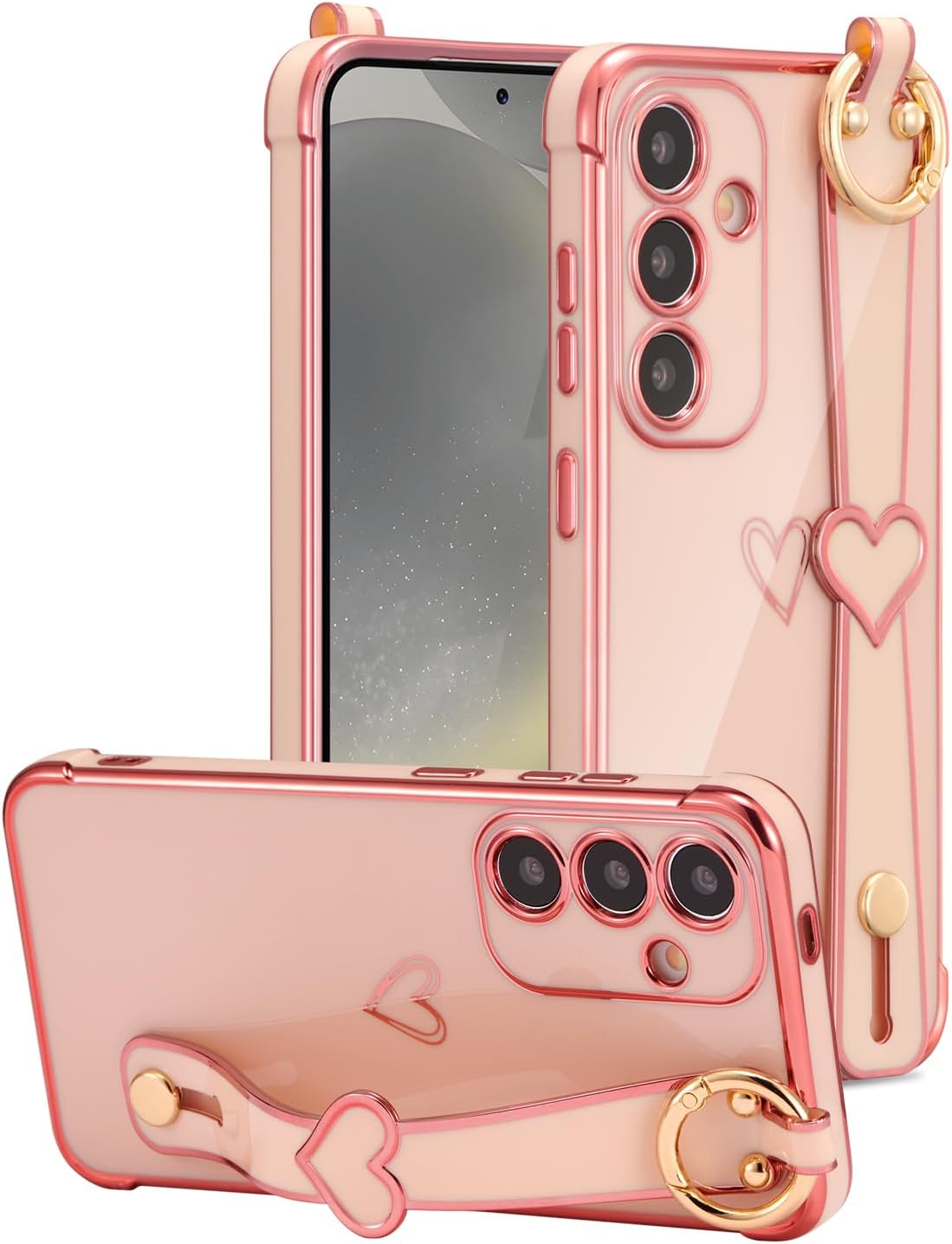 Thumbnail 4 de ZTOFERA Samsung Galaxy S24 FE 5G Case with Stand Strap – Hot Pink, Heart Pattern
