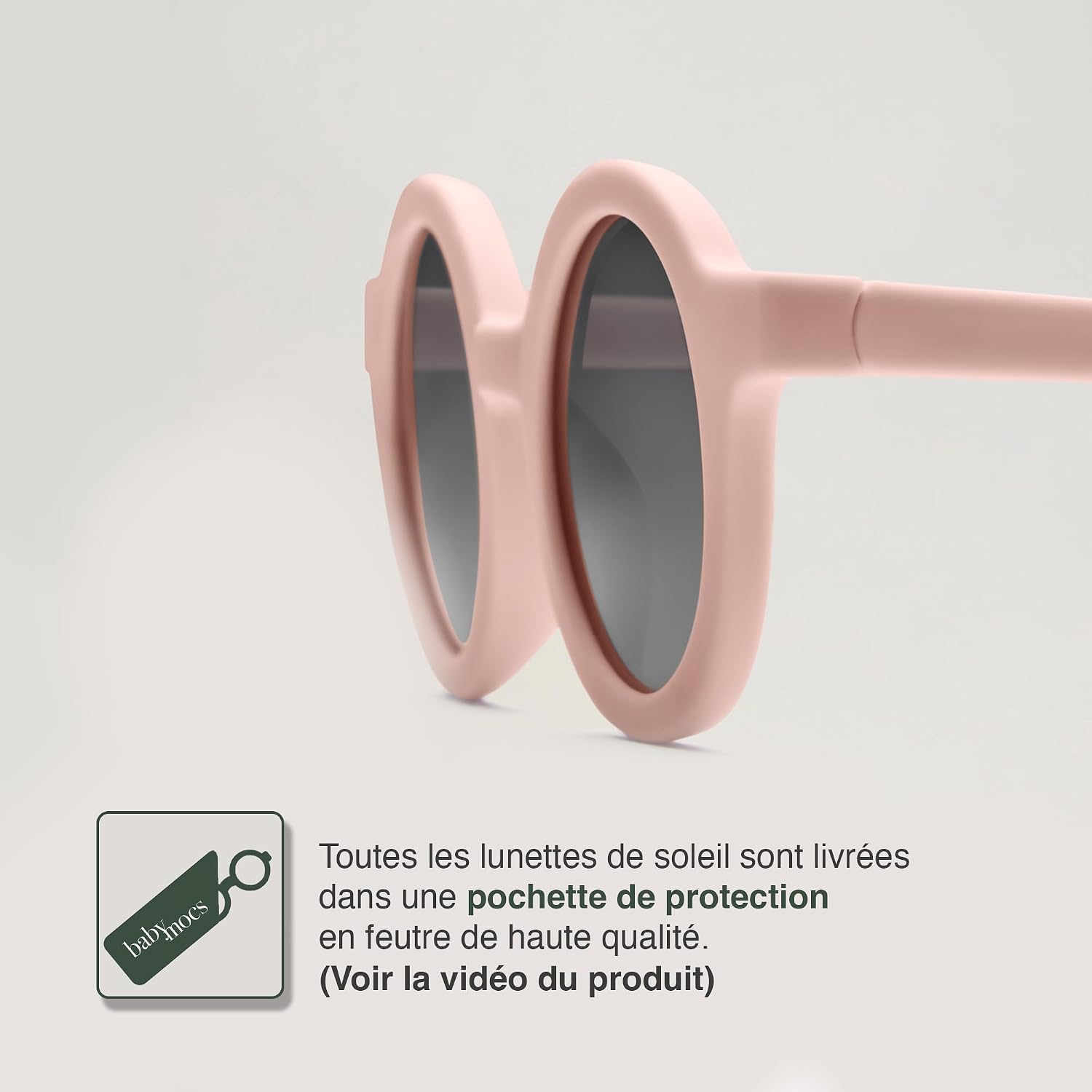 Detalle de BABYMOCS Lunettes de soleil rondes pour bébé 0–1,5 ans – Protection UV 400, cadre flexible et sans BPA
