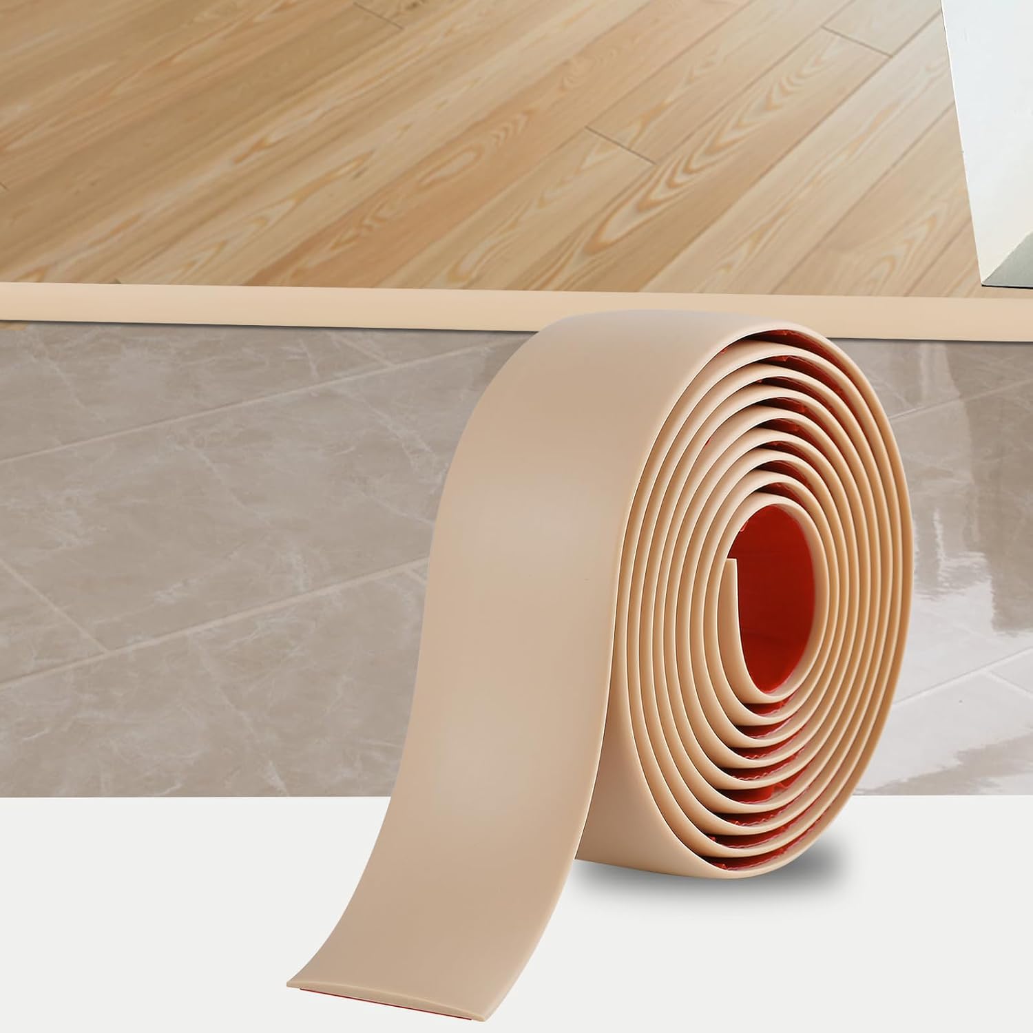 Detalle de Zayejod py926 PVC Floor Transition Strip, 1.2m Self-Adhesive, Yellowish Beige