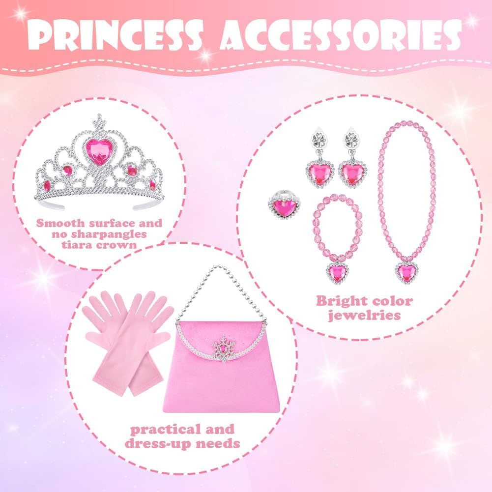 Thumbnail 3 de Vicloon Mantello da Principessa 11 pz rosa con paillettes, bacchetta e accessori per feste e giochi di ruolo