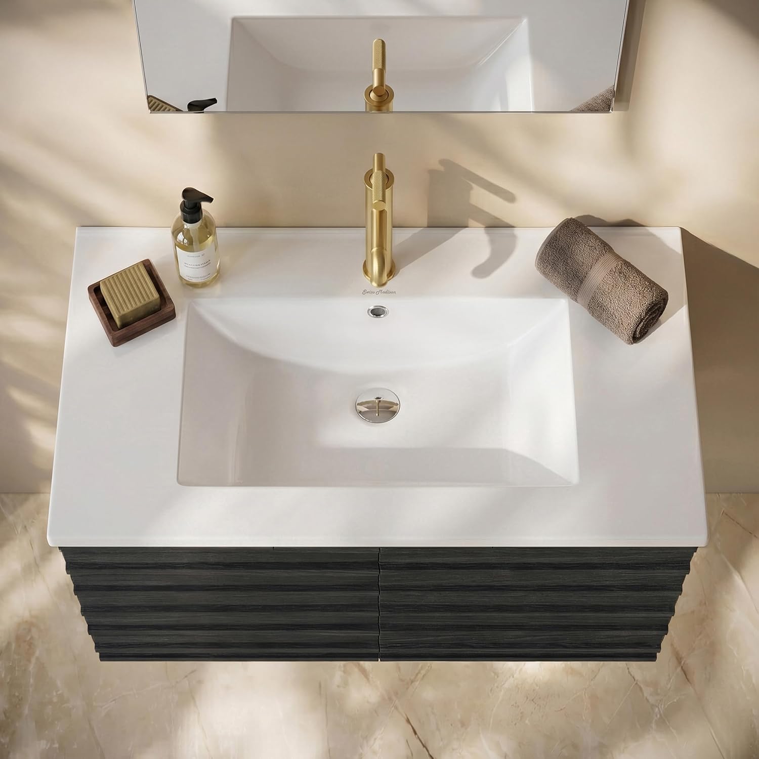 Detalle de Swiss Madison SM-BVP36 Ceramic Vanity Sink Top, 36-Inch White Drop-In