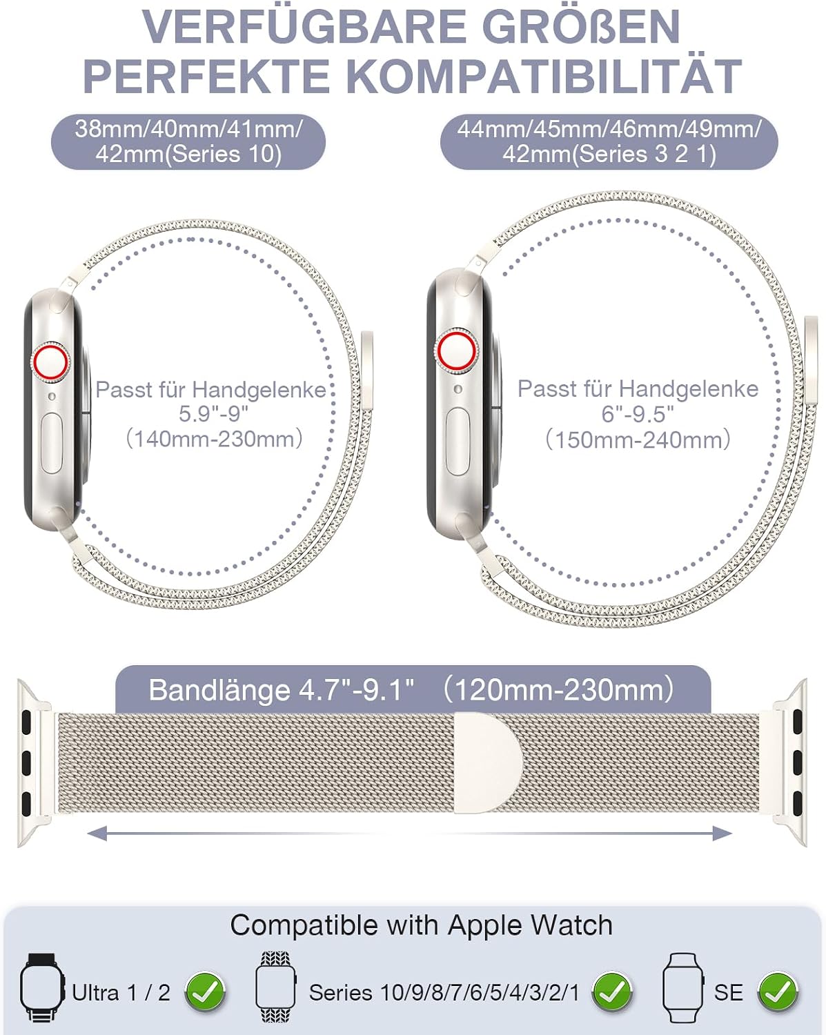 Thumbnail 5 de OULUOQI Ersatzarmband für Apple Watch 40–46 mm Edelstahl