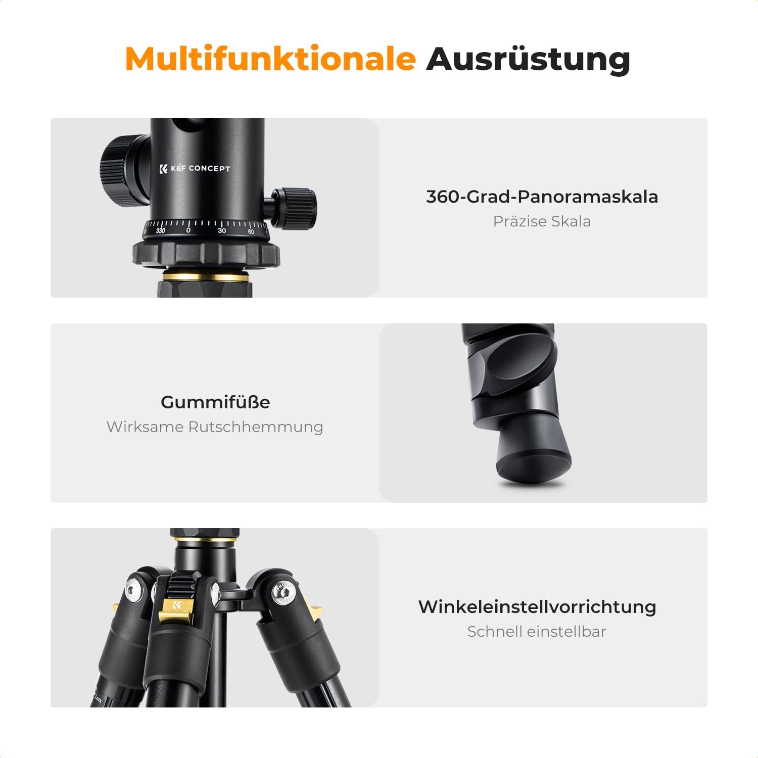 Thumbnail 3 de K&F CONCEPT Kamerastativ 184 cm – leicht, tragbar und vielseitig
