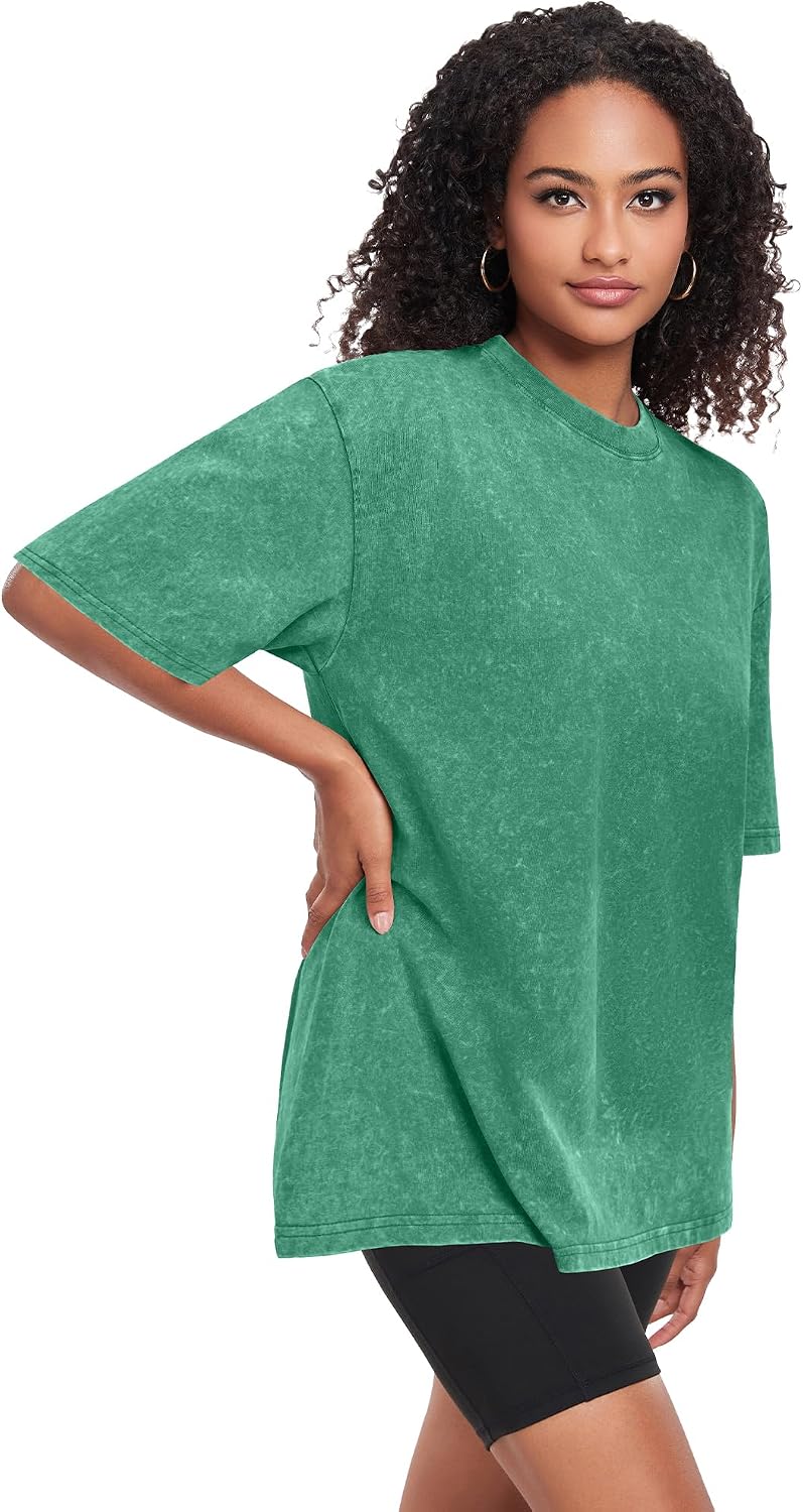 Thumbnail 3 de ADOREJOY Oversized Women's Short Sleeve Crew Neck T-Shirts (Vintage Washed, Loose Fit) - 2026
