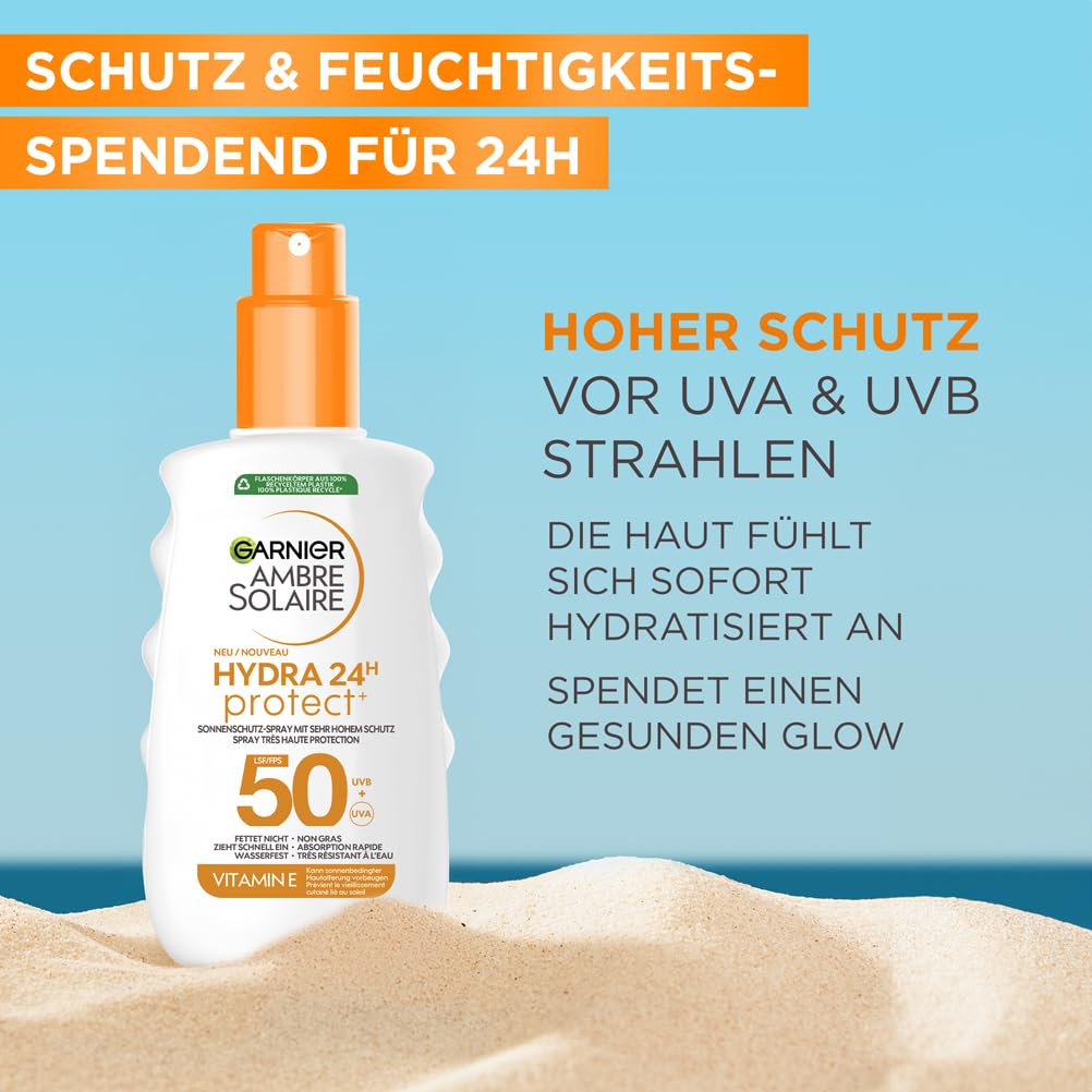 Detalle 2 de Garnier Ambre Solaire Hydra Protect+ 50 Sonnenschutz Spray