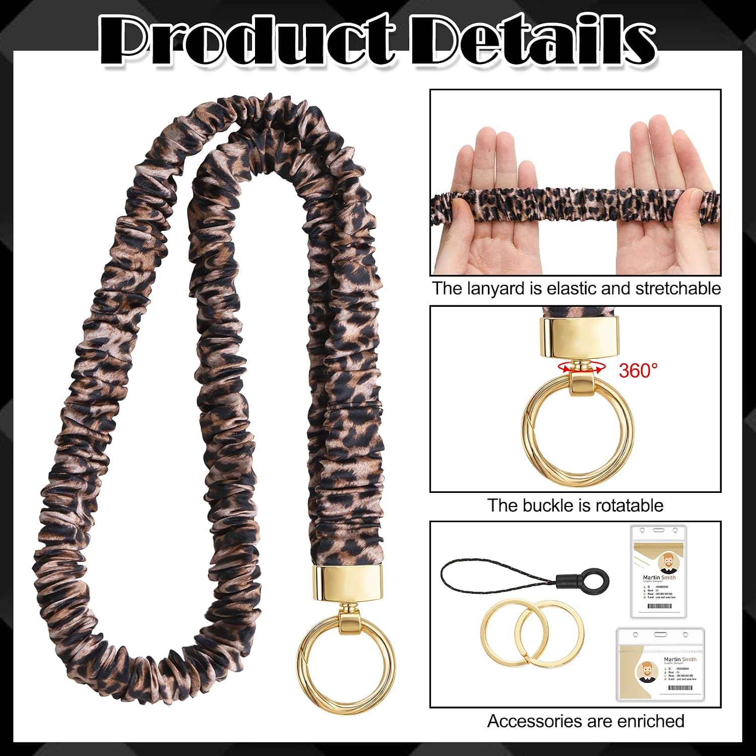 Detalle de Scrunchie Lanyard with ID Holder, Soft Fabric