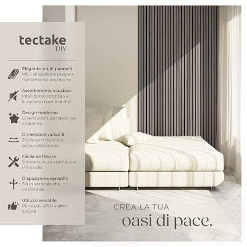 Detalle de tectake Set da 4 Pannelli Acustici in MDF e Legno Massello con Feltro