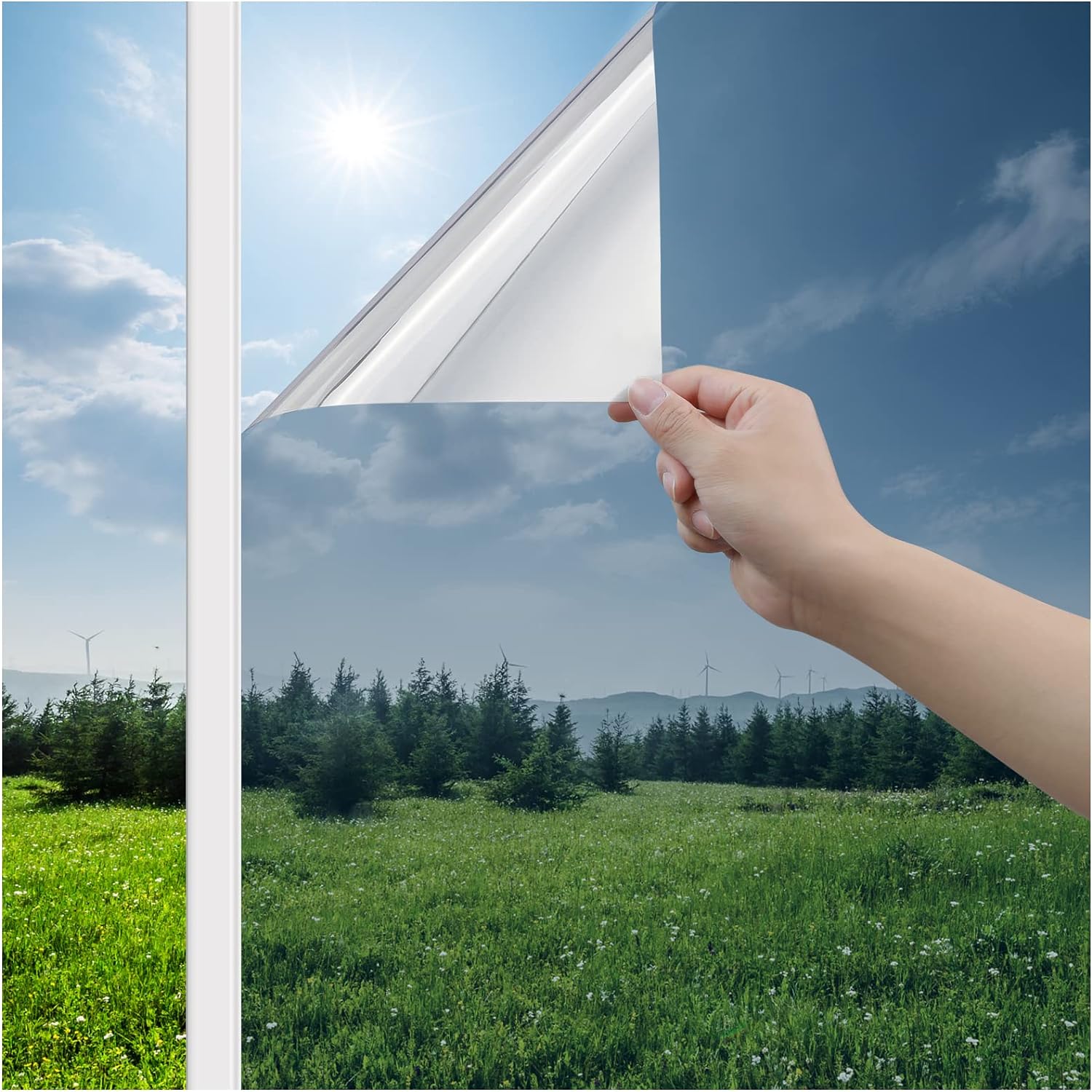 Detalle de Haton Heat Reflective Privacy Window Film for Glass Windows (60x200cm) – One Way Mirror, UV & Glare Reduction