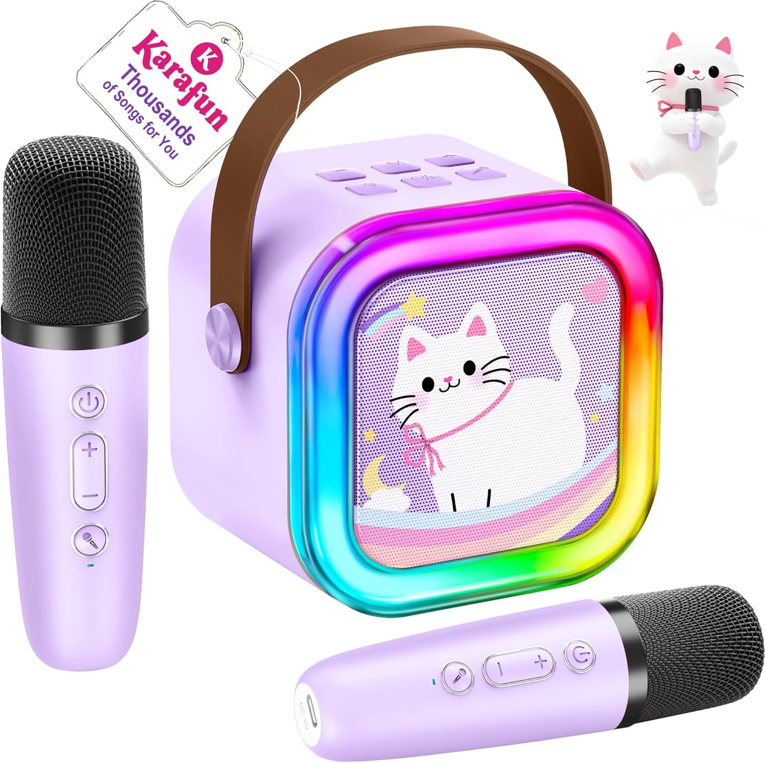 Detalle de IROO X Karafun Mini Karaoke Machine for Kids (2025) with 2 Wireless Mics