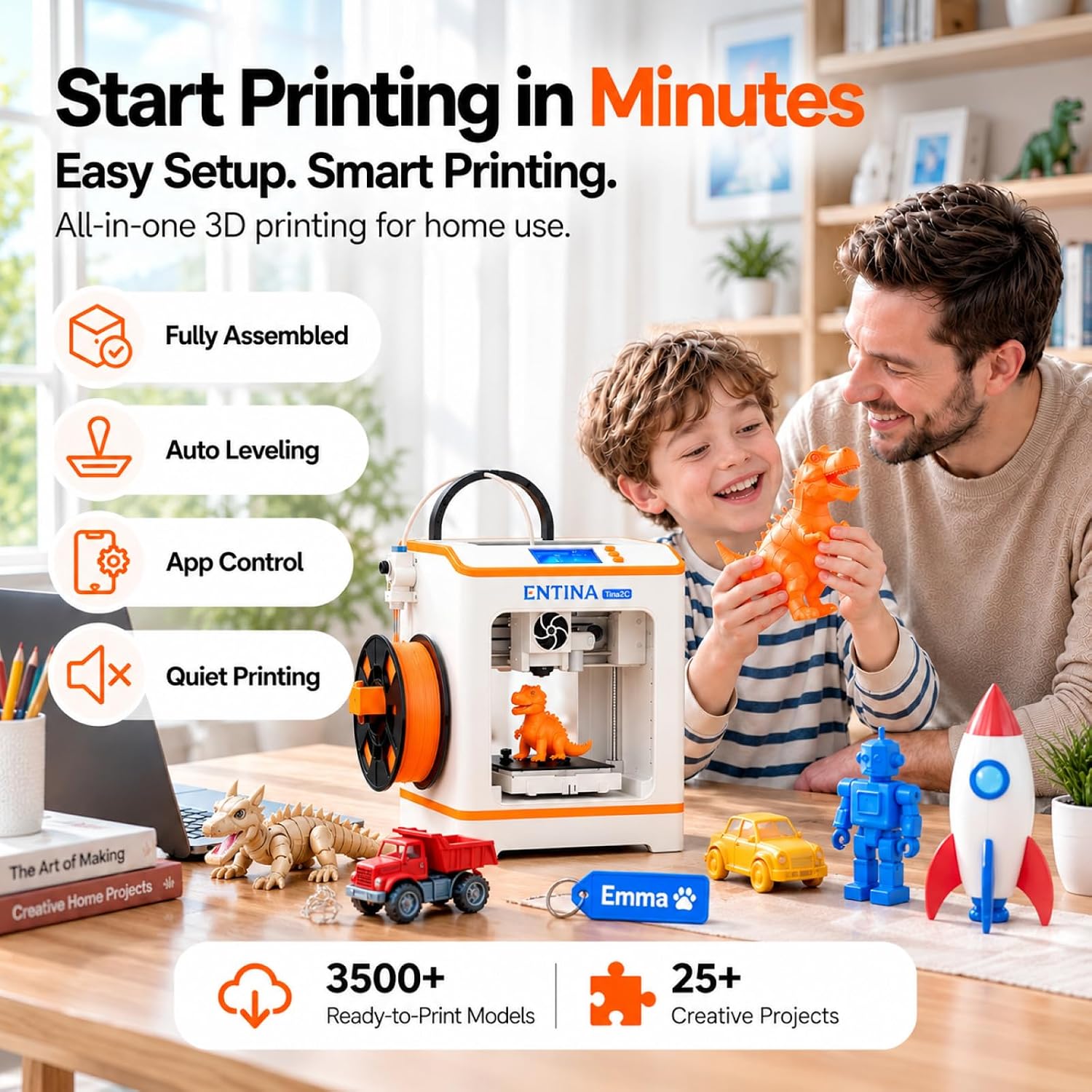 Detalle de Entina Tina2C Mini 3D Printer with Auto Leveling and WiFi App Control