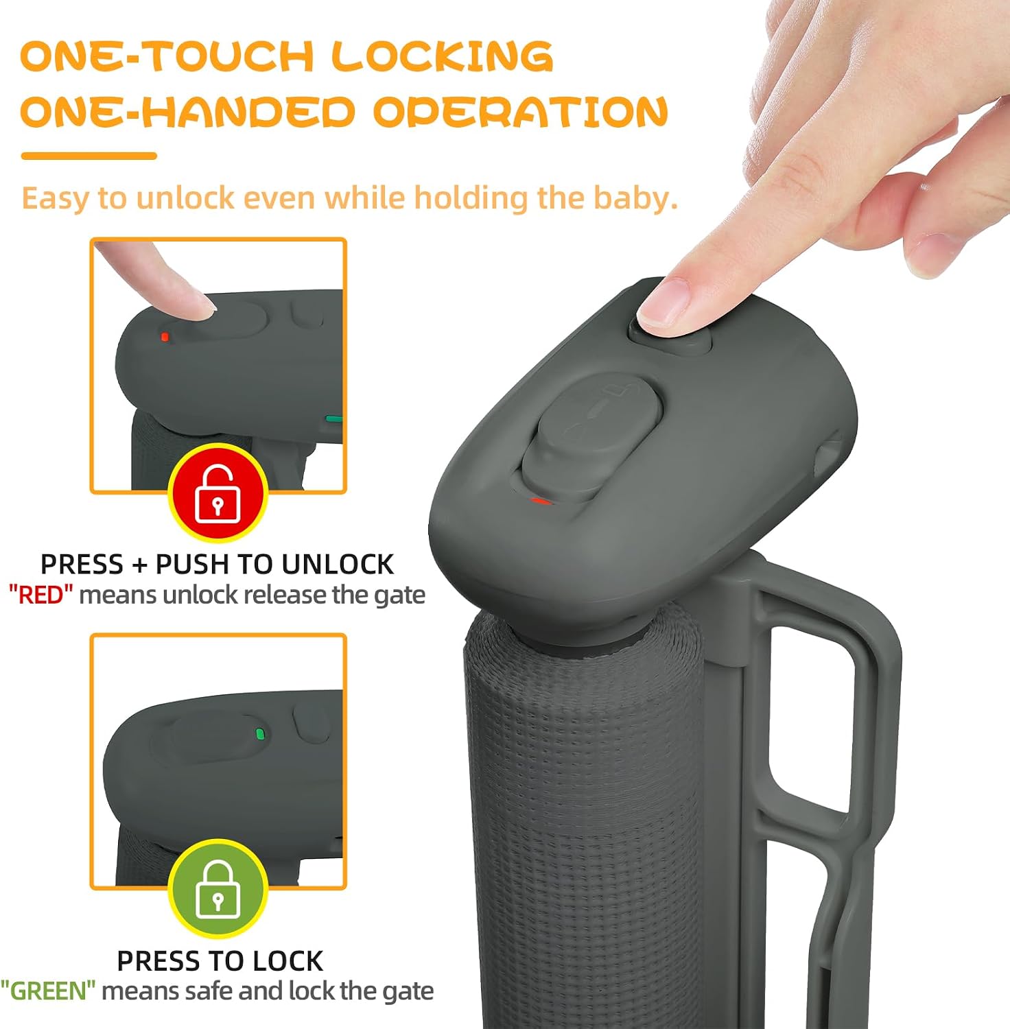 Thumbnail 4 de Rainberg Retractable Stair Gate for Baby & Pet – 180cm Wide, 80cm Tall, One-Hand Operation