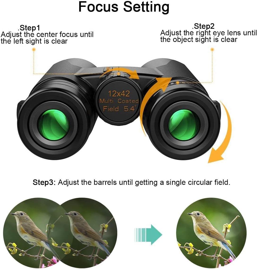 Detalle 2 de Kylietech High Power 12x42 Roof Prism Binoculars with Smartphone Adapter (BAK4, FMC, waterproof & fogproof)