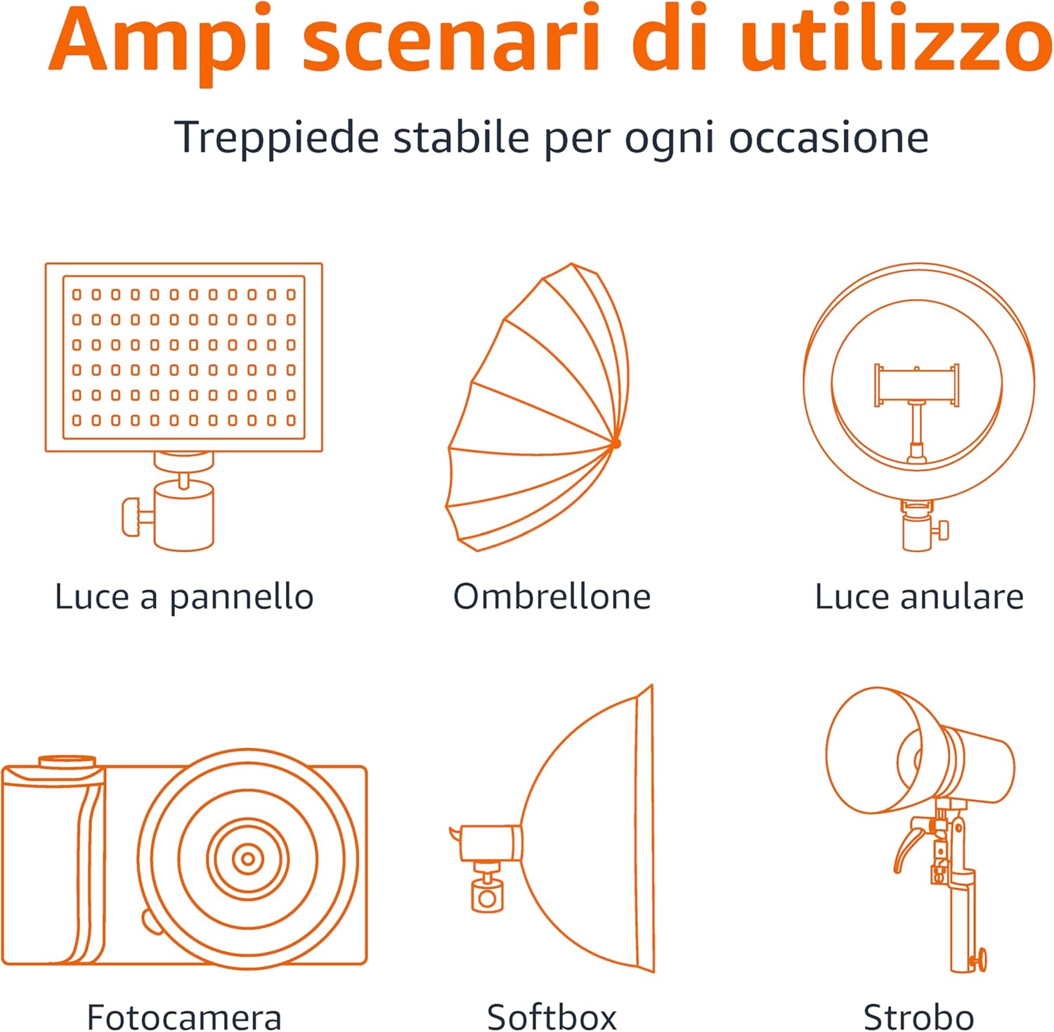 Thumbnail 4 de Amazon Basics supporto per illuminazione fotografica in alluminio regolabile (fino a 2,04 m) con custodia, nero