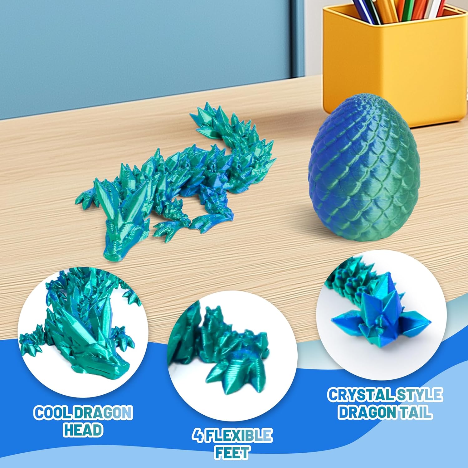 Thumbnail 6 de Flavery Drachen im Ei – flexibler 3D-gedruckter Kristalldrache im Osterei (6 Farben)