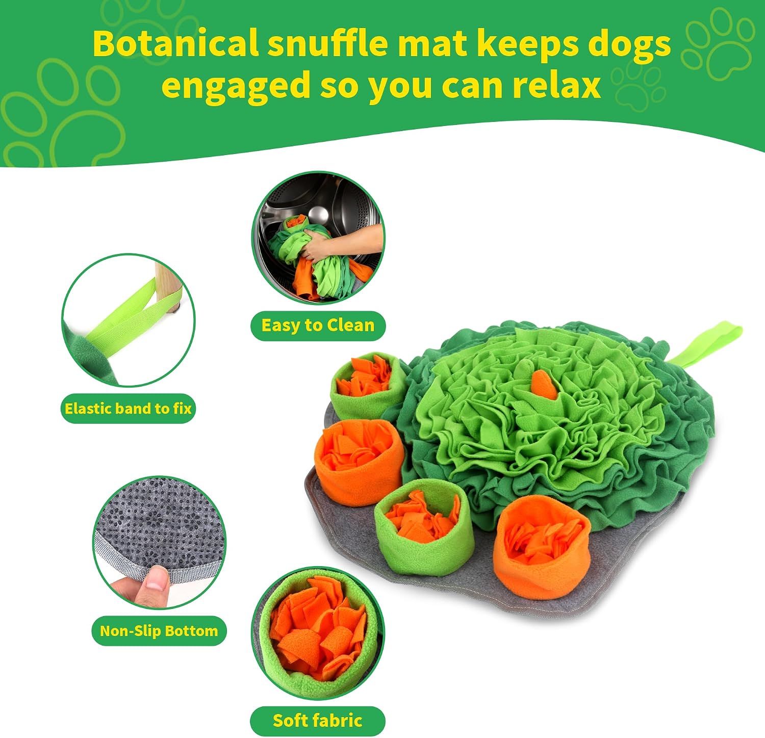 Detalle de Banlangen Snuffle Mat for Dogs – Christmas Interactive Slow Feeder and Enrichment Mat (Green)