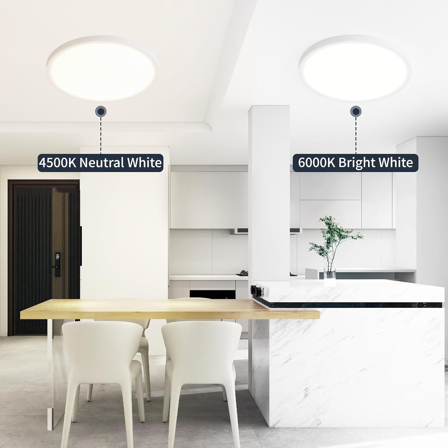 Detalle de KIWIVIC LT0113-BMGT 16-Inch Flush-Mount LED Ceiling Light, Dimmable