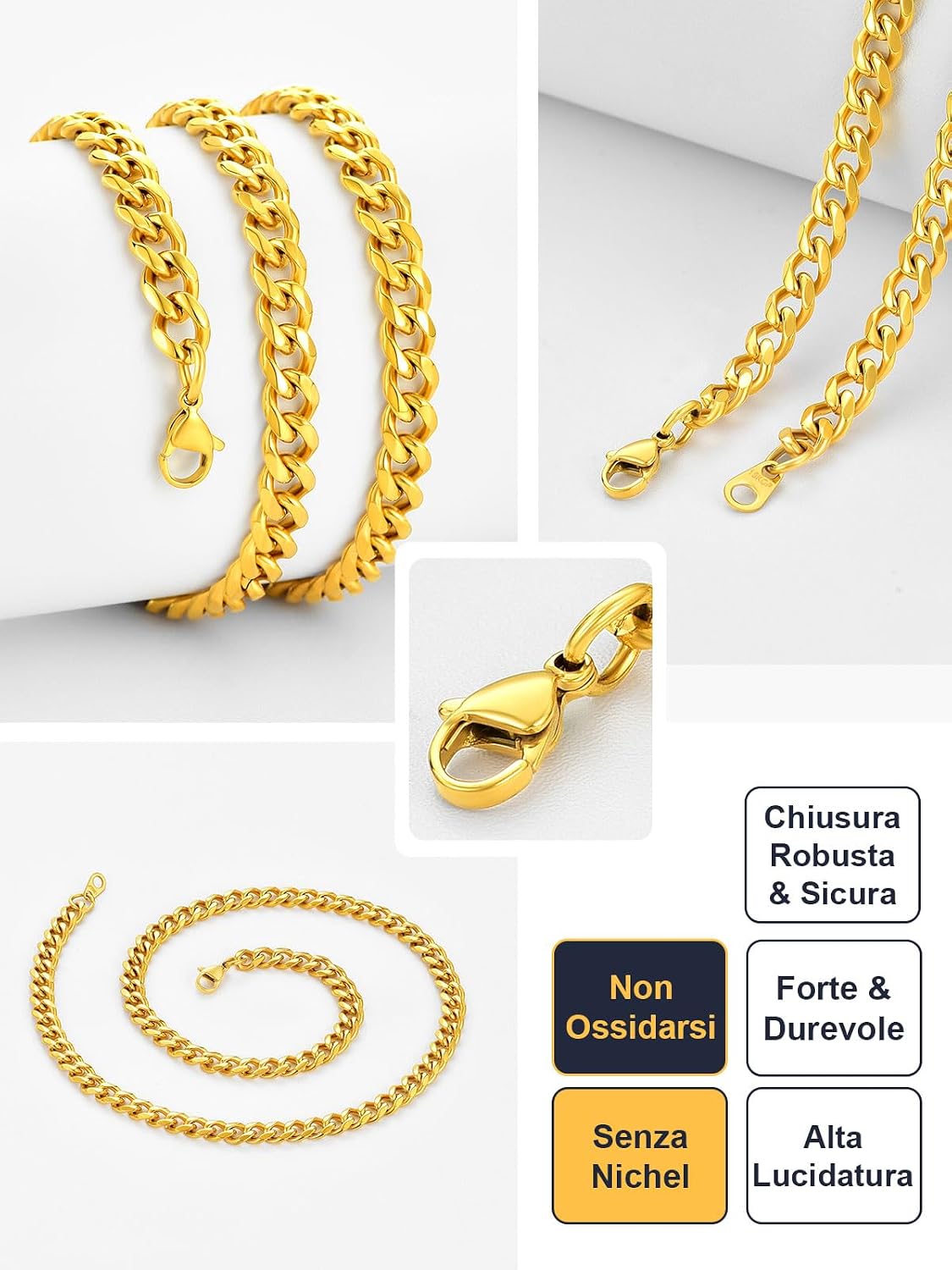 Thumbnail 4 de U7 Collana Catena Cubana 66 cm 6 mm