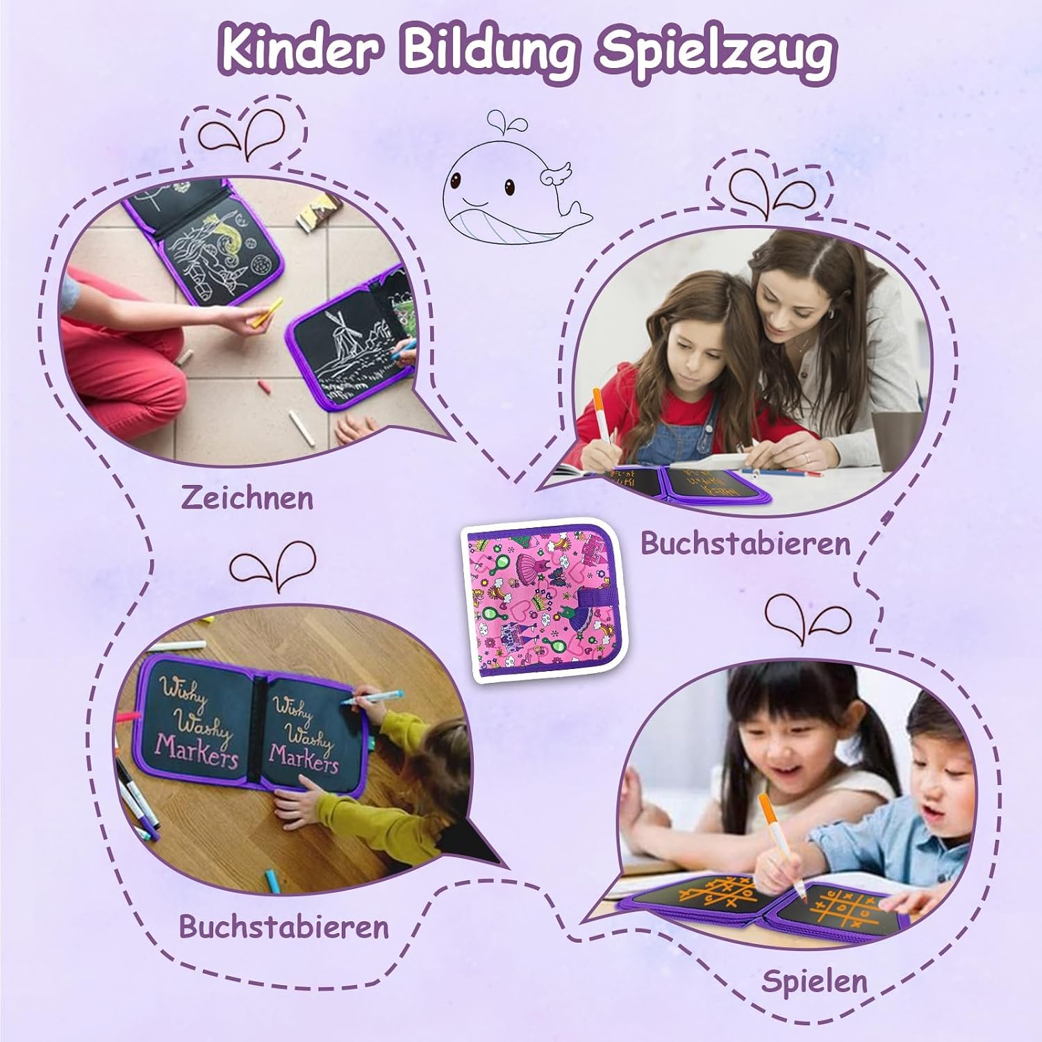 Detalle de Funkprofi Malbuch für Kinder mit 12 Stiften – wiederverwischbar, tragbar und faltbar ab 2 Jahren