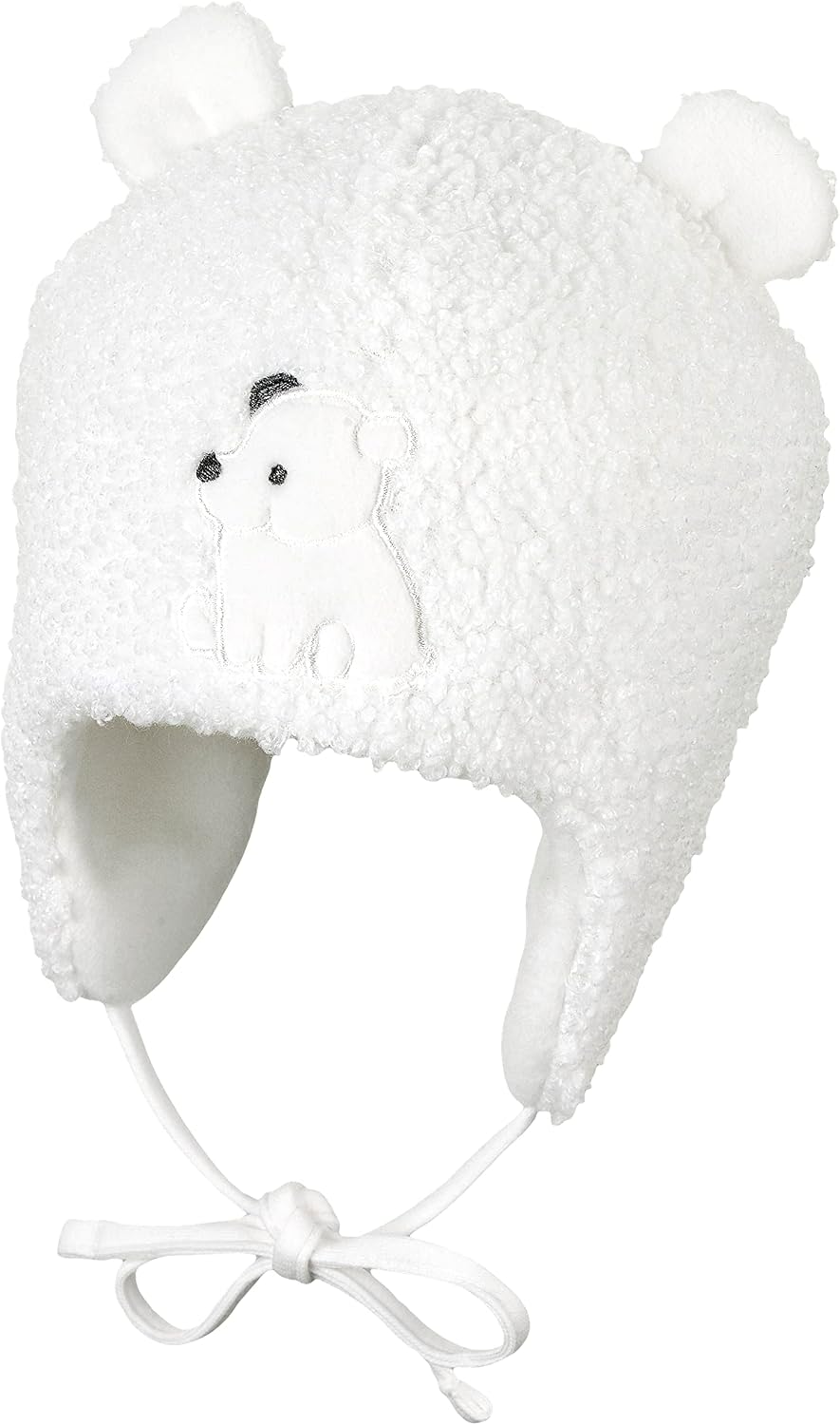 Sterntaler Inkamütze Eisbär – flauschige Baby-Mütze, Größe 49, ecru