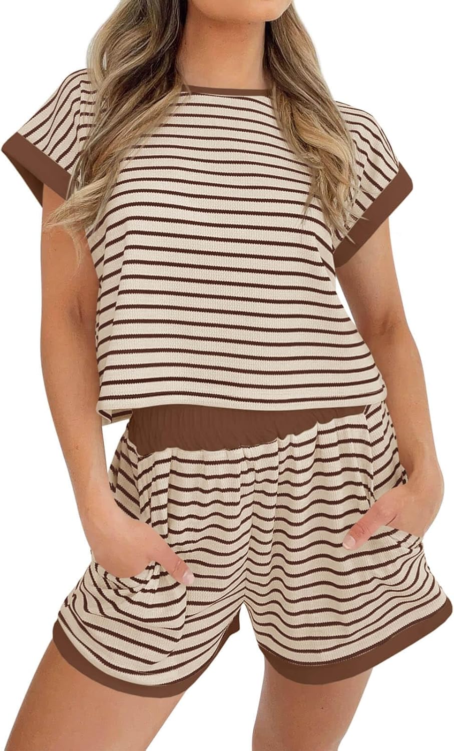 Thumbnail 5 de Tankaneo Women's Summer 2-Piece Striped Lounge Set