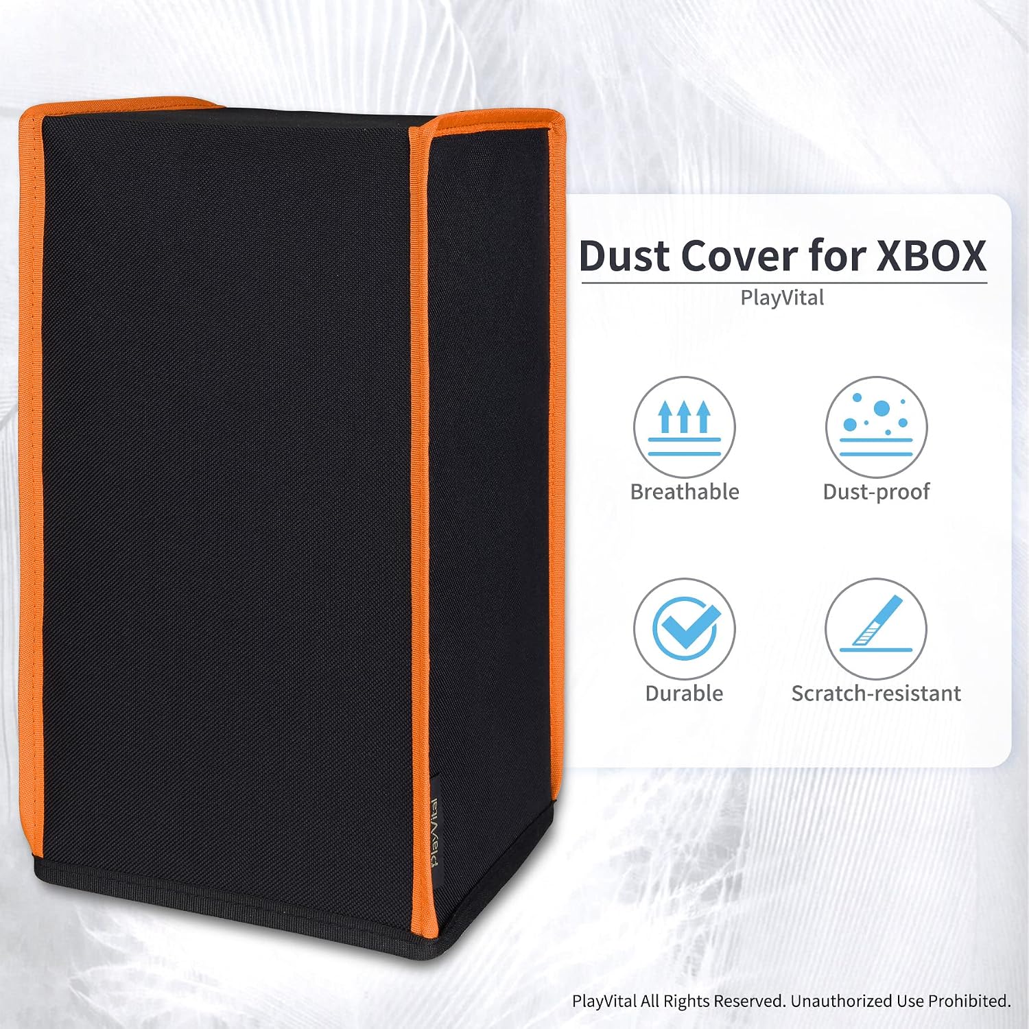 Detalle de playvital Xbox Series X Dust Cover Orange Trim