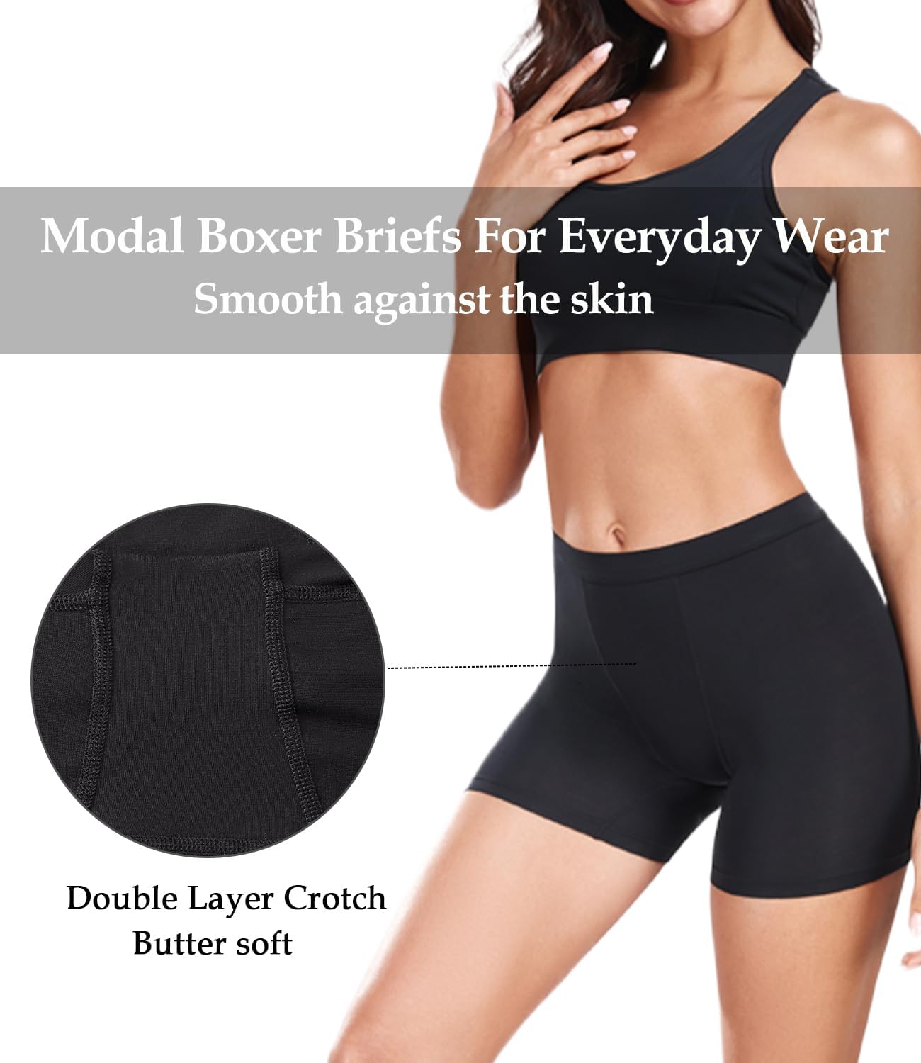 Detalle 2 de wirarpa Women's Modal Boxer Briefs: Ultra-Soft Boyshort Panties (Multipack)