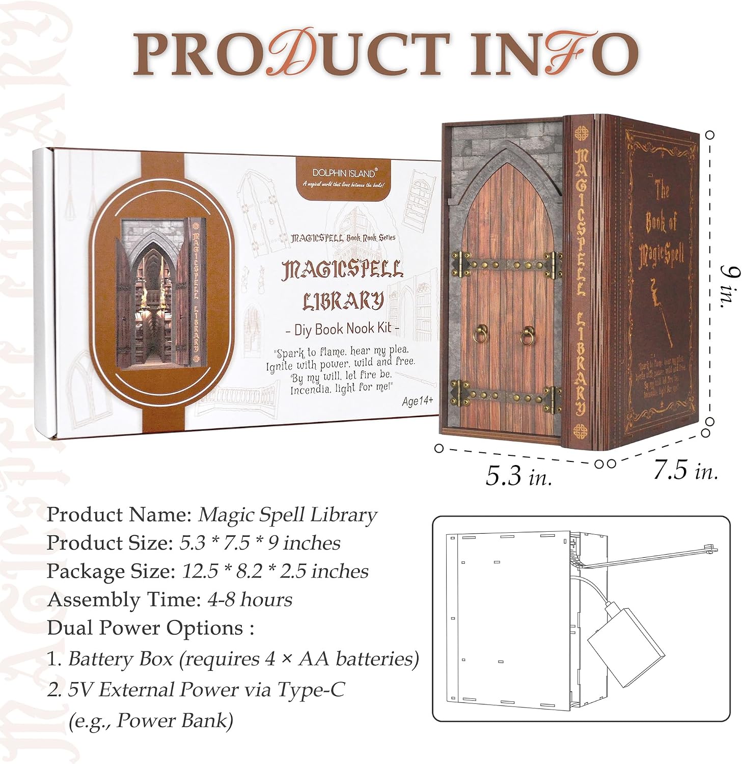 Thumbnail 6 de Dolphin Island DIY Book Nook Kit for Adults: Infinite Magicspell Library with Flame Illusion