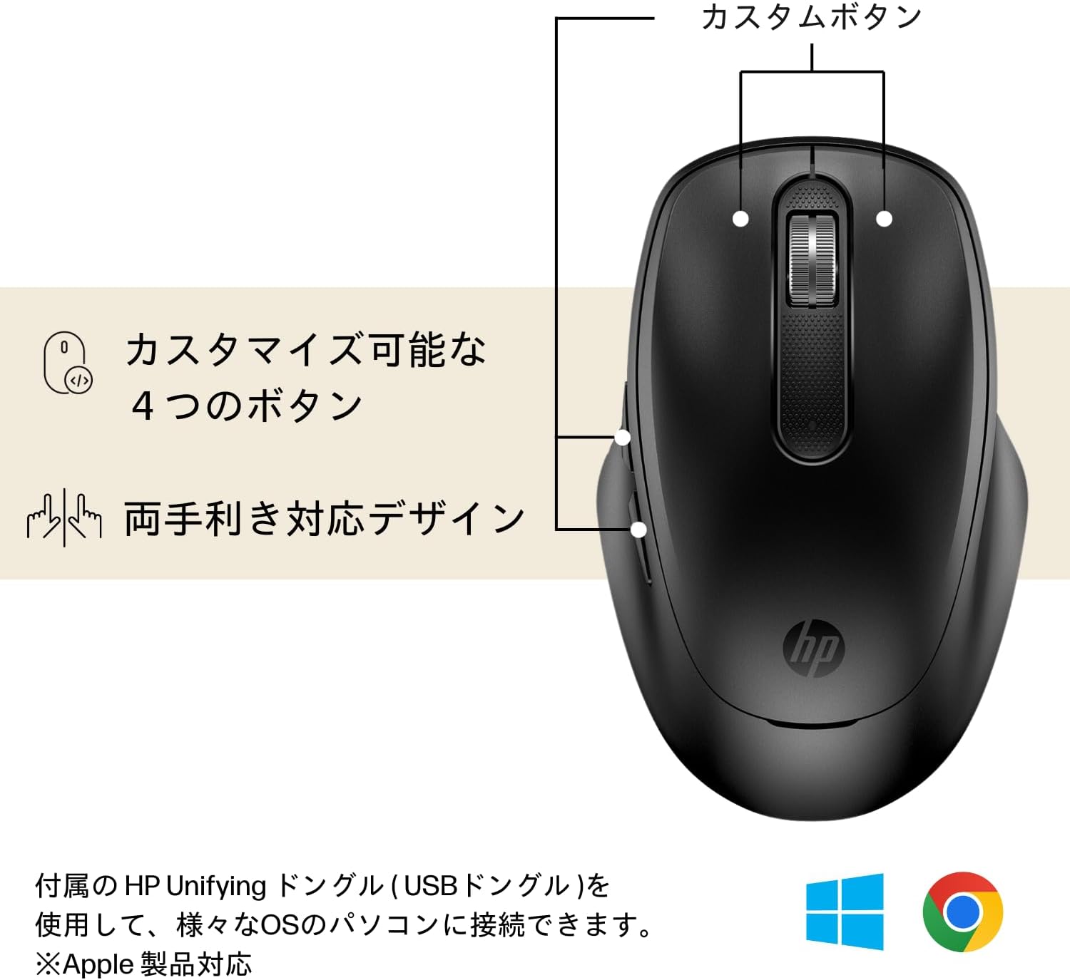 Thumbnail 3 de HP 510 ワイヤレスマウス 4000dpi・USB Type-C充電・4方向スクロール対応