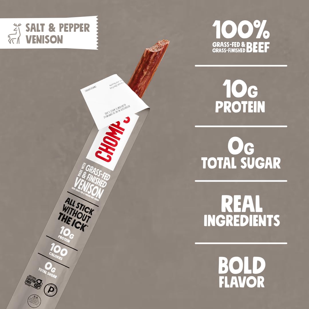 Thumbnail 2 de Chomps Salt & Pepper Venison Jerky Sticks, 10-Count, 10g Protein, Zero Sugar